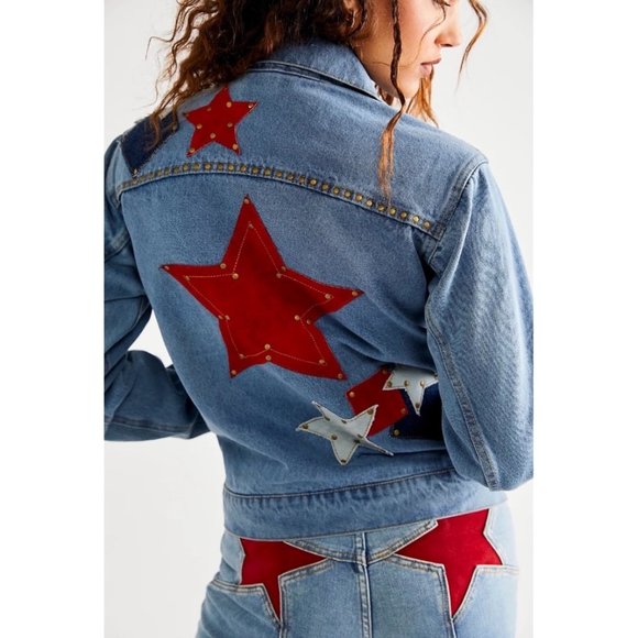 Free People x Understated Leather Lone Star Blue Denim Jacket - Picture 4 of 15